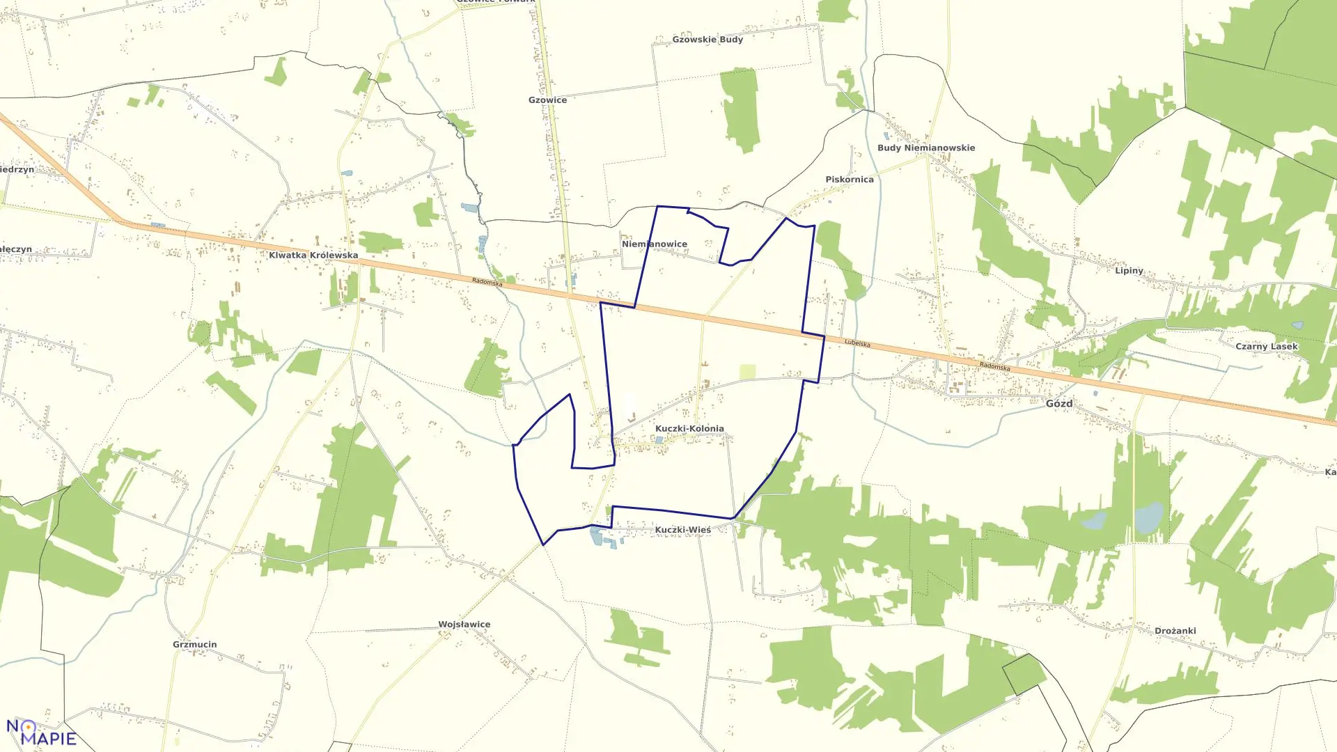 Mapa obrębu KOLONIA KUCZKI w gminie Gózd